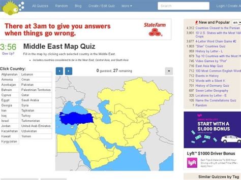 Middle East Map Quiz Interactive For 7th 12th Grade Lesson Planet