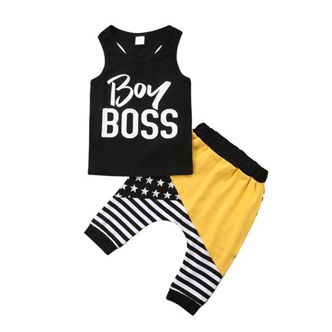 Newborn Infant Baby Boys Summer Casual Clothes Sets 2pcs Sleeveless