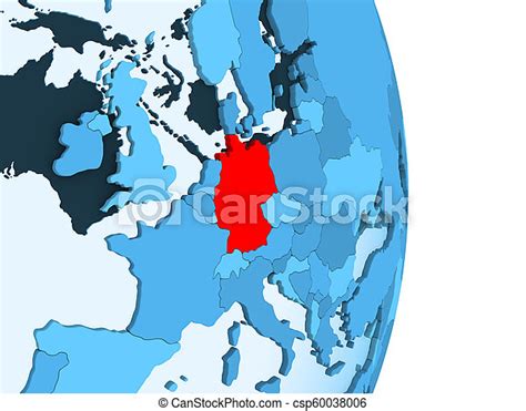 Map Of Germany In Red Germany In Red On Simple Blue Political Globe