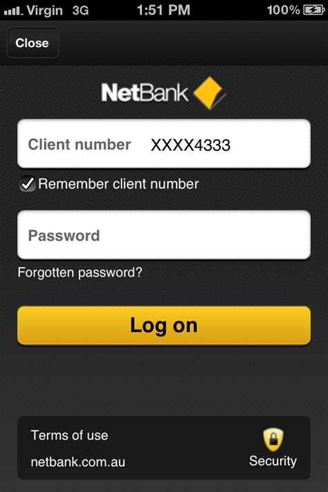 Commonwealth Bank Netbank Application Login Screen Mobile App Mobile