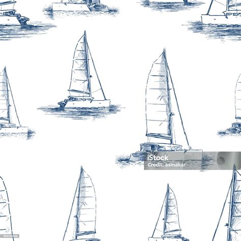 Pattern Of The Sailing Yachts Sketches Stock Illustration Download