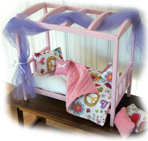 Doll Bed Peace And Love Canopy Doll Bed Fits American Girl