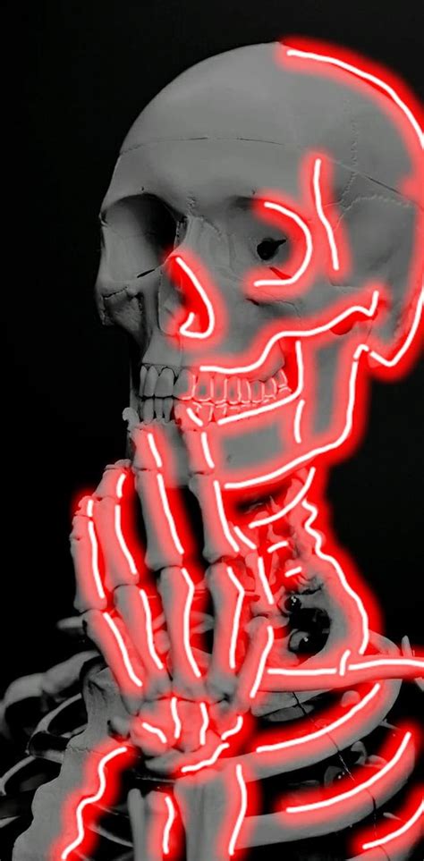 Neon Skeleton Neon Red Skull Hd Phone Wallpaper Pxfuel