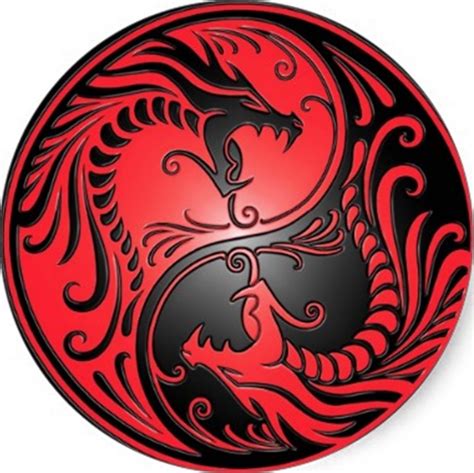 Red Ying Yang Dragons Red Dragon Tattoo Yin Yang Art Black Stickers