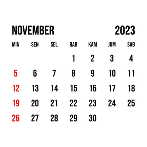 2023년 11월 달력 달력 2023년 11월 Png 캘린더 Bulan 2023년 11월 캘린더 Bulan 2023년 11월 Png Png 일러스트 및 벡터 에 대한