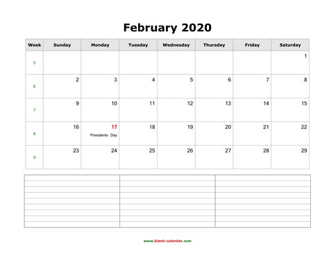 Free February 2020 Calendar Printable Leap Year Blank