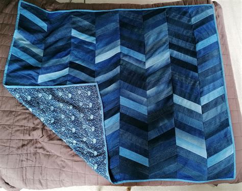 Recycled Jeans Quilt Using 14 Pairs Of Old Jeans William Morris Cotton