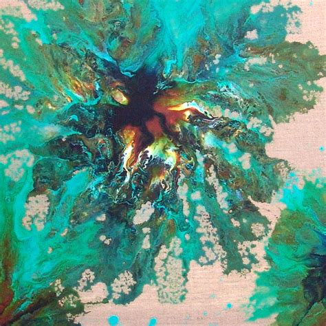 Painting In Progress Contemporary Turquoise And Teal Color Abstract