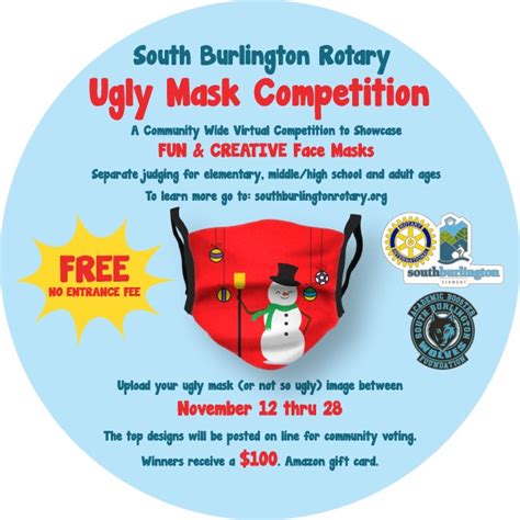 Ugly Mask Contest Rotary Club Of South Burlington