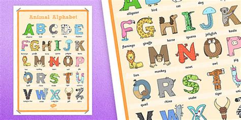 Animal Alphabet Large Display Poster With Words Twinkl