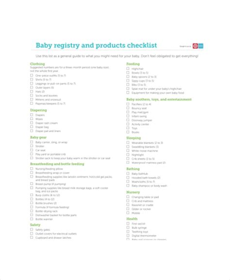 Baby Registry Checklist Template 10 Free Word Pdf Documents Download