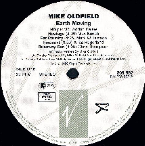 Earth Moving Lp 1989 Von Mike Oldfield