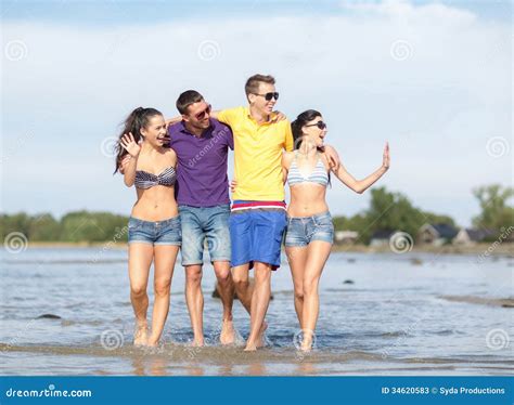 Group Of Friends Having Fun On The Beach Stock Image Image Of People Girls
