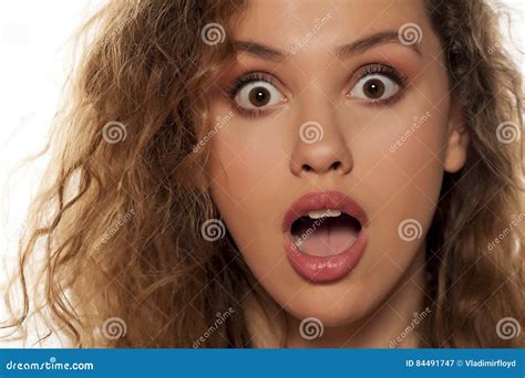 Shocked Young Woman Stock Image Image Of Face White 84491747