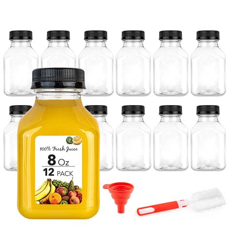 Stock Your Home Plastic Juice Bottles 8 Oz With Lids Juice Drink