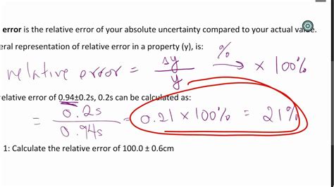 Rewrite the number 3.123 56 (± 0.167 89%) in the forms (a) number (± absolute uncertainty) and (b) number (± percent relative uncertainty) with an appropriate number of. Absolute and Relative error - YouTube