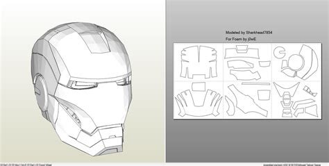Iron Man Mask Papercraft Mark 45 Friday Helmet Pepakura File Diy