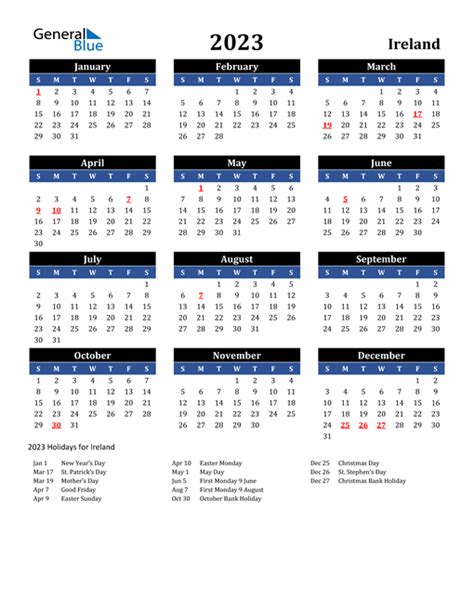 Free Printable 2023 Calendar Ireland Plan Your Year Ahead 2023 2023