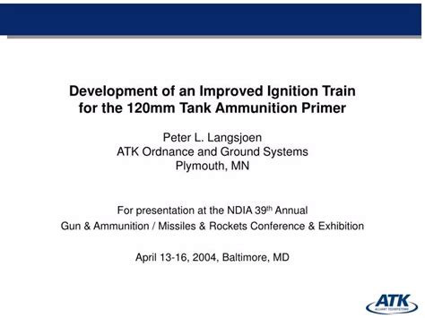 Ppt For Presentation At The Ndia 39 Th Annual Gun And Ammunition