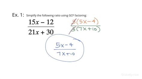 How To Simplify A Ratio Of Polynomials Using GCF Factoring Algebra