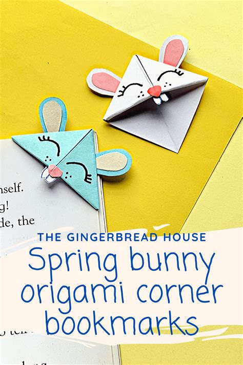 Spring Bunny Origami Corner Bookmark Free Printable The Gingerbread
