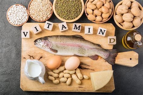 Different Foods Ingredients Rich In Vitamin D Stock Image Image Of