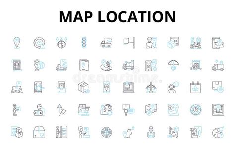 Map Location Linear Icons Set Coordinates Geolocation Plot