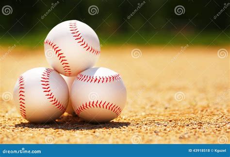 Baseball Balls On Field Stock Photo Image Of Infield 43918518
