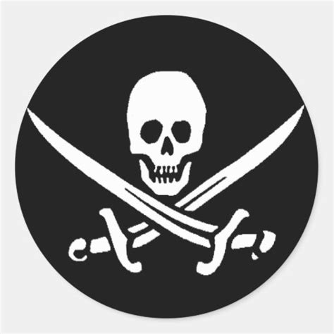 Pirate Skull And Swords Classic Round Sticker Zazzle