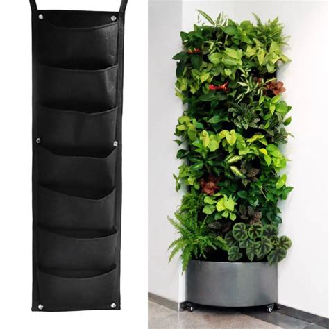 Wall Mounted 7 Pockets Plant Grow Bags Hanging Vertical Garden Planter