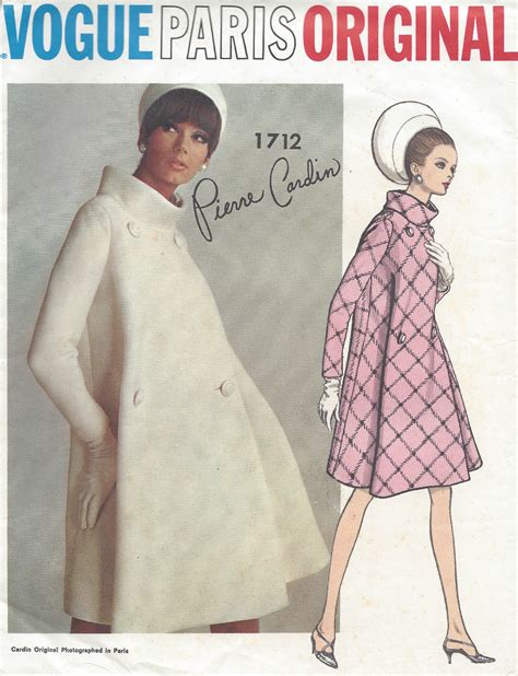 1967 Vintage Vogue Sewing Pattern B32 Coat 1712 By Pierre Cardin
