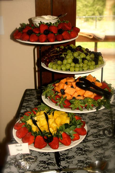 Tiered Fruit Tray Bridal Shower In Black And Red Pinterest Trays