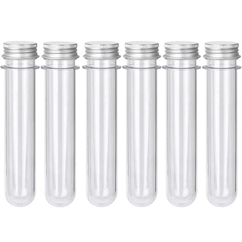 6pcs Plastic Test Tubes With Screw Caps 45ml Clear Tubes For Scientific