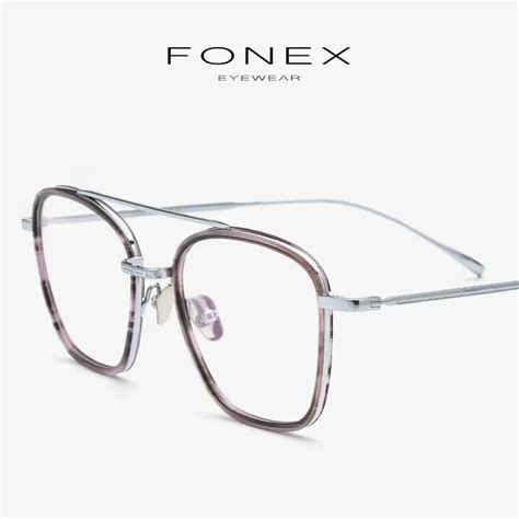 Acetate Pure Titanium Eyeglasses Frame Men Ultralight Square Spectacles Prescription Myopia