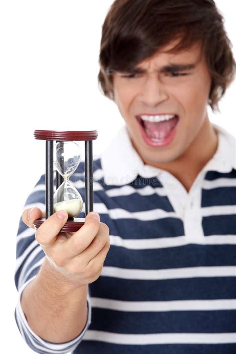 Young Man With Hourglass Stock Image Image Of Minute 18753561