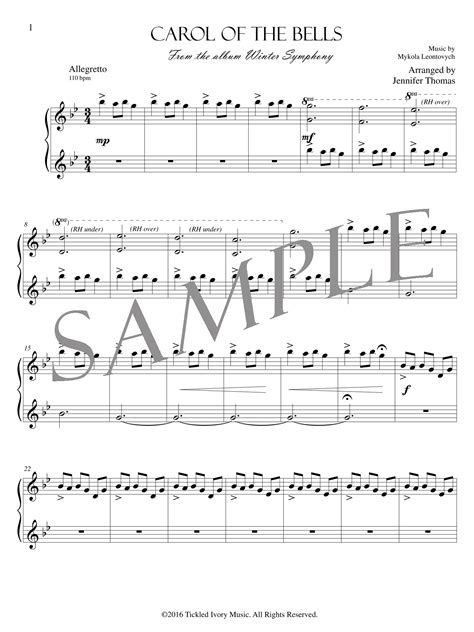 Carol of the bells sheet music pdfs / ebooks. Carol of the Bells - (PDF Sheet Music) — Jennifer Thomas Music
