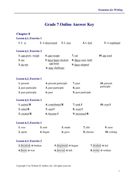Daily Grammar Practice 7th Grade Answer Key Loveyourlife S