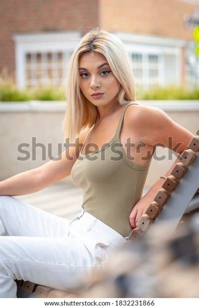 Gorgeous Young Blonde Model Poses Outdoors Stock Photo 1832231866