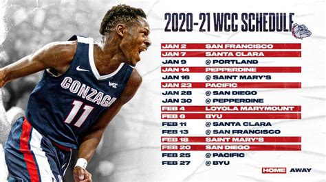 Gonzaga Mens Basketball Releases Their 2020 2021 Wcc Schedule