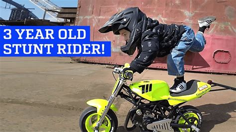 How a motorcycle becomes a stunt bike! 3 Year Old Motorcycle Stunt Rider! - YouTube
