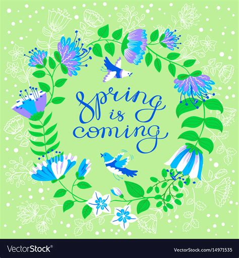 Spring Is Coming Lettering Inspirational Quote Vector Image