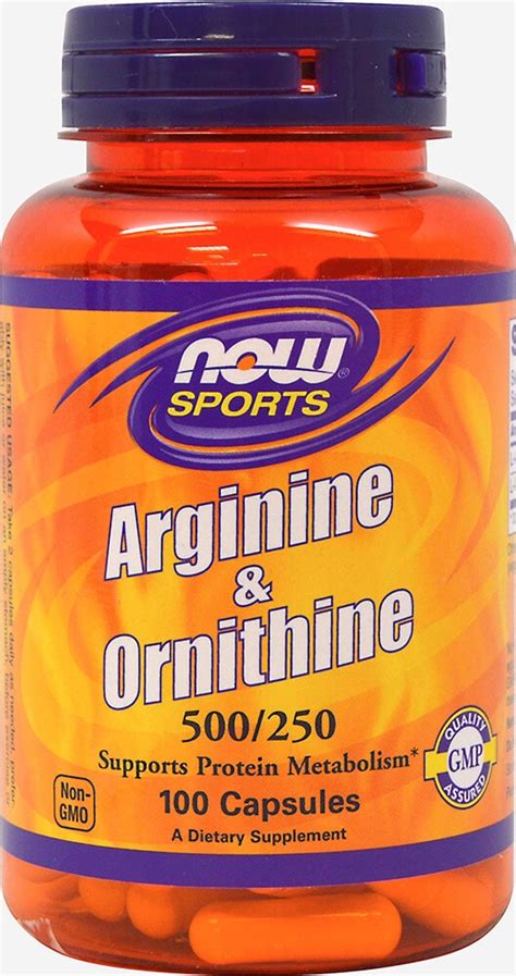 Now® Foods Arginine And Ornithine 500 Mg 250 Mg 100 Capsules Puritan S Pride