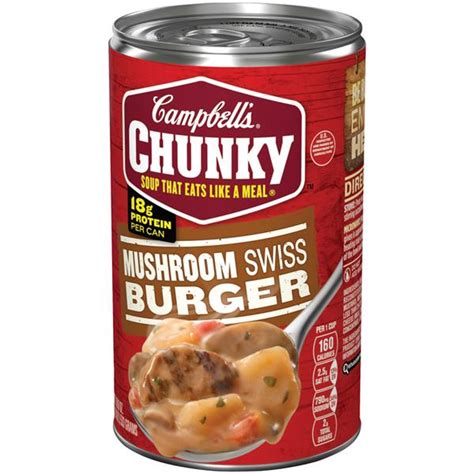 You could add a splash of cream or milk if you have some handy. Campbell's Chunky Mushroom Swiss Burger Soup | Hy-Vee ...