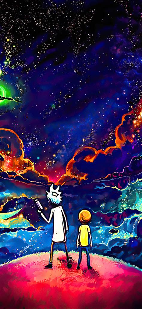 1125x2436 Rick And Morty Orange Space Art 4k Iphone Xsiphone 10iphone