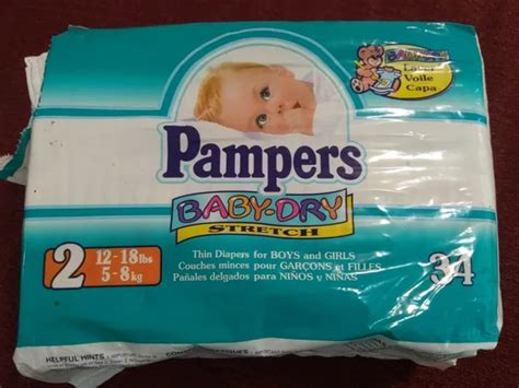 3 Vintage Pampers Baby Dry Stretch Plastic Diapers Size 2 From 1996