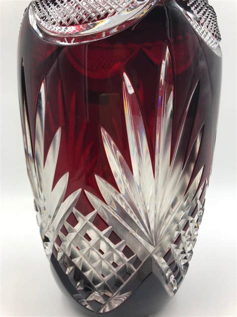 Bohemian Ruby Red Cut To Clear Crystal Vase And Whiskey Glass For Sale At 1stdibs