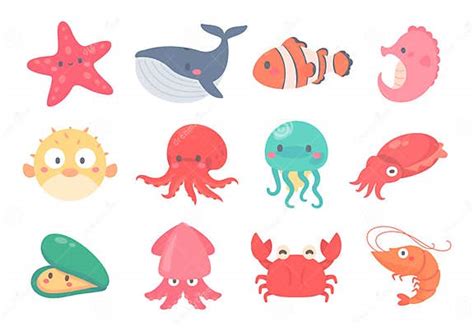 Cute Aquatic Creatures In The Ocean Aquatic Animals For Cooking