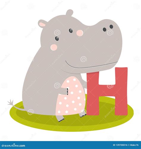 Cute Animal Alphabet with Hippo Stock Vector - Illustration of funny