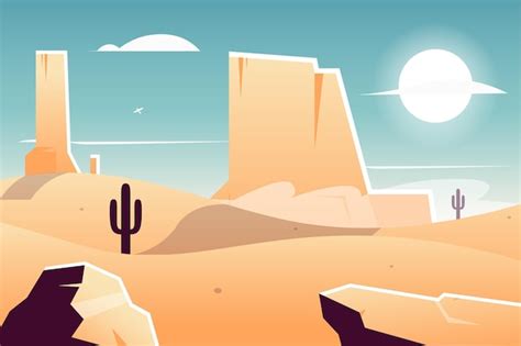 Free Vector Background With Desert Landscape Theme