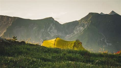 Tent Camping Mountains Grass Nature 4k Hd Wallpaper